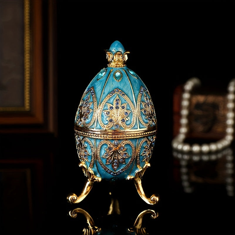 Caixa de Joias Elegante Pintada à Mão Estilo Fabergé