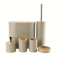 Conjunto de Banheiro de 6 Peças com Tampas de Bambu