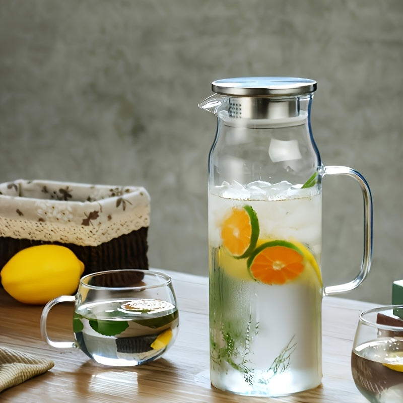 Jarro de Água Fria em Vidro de Borosilicato com Tampa de Aço Inoxidável