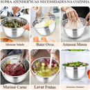 Jogo de 15 Tigelas de Aço Inoxidável com Tampa Hermética