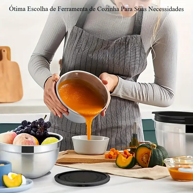 Conjunto de 5 Tigelas de Aço Inoxidável com Tampa