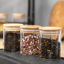 Conjunto De 12 Potes De Armazenamento Com Tampa De Bambu 240ML