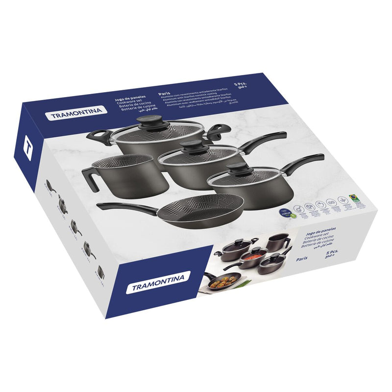 Jogo De Panelas Tramontina Em Alumínio Antiaderente Grafite 5 Peças