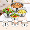 Jogo de 15 Tigelas de Aço Inoxidável com Tampa Hermética