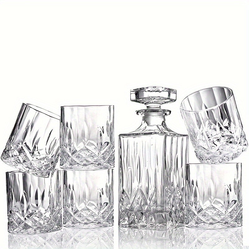 Conjunto De 7 Peças De Cristal Elegante Com Decantador De Uísque