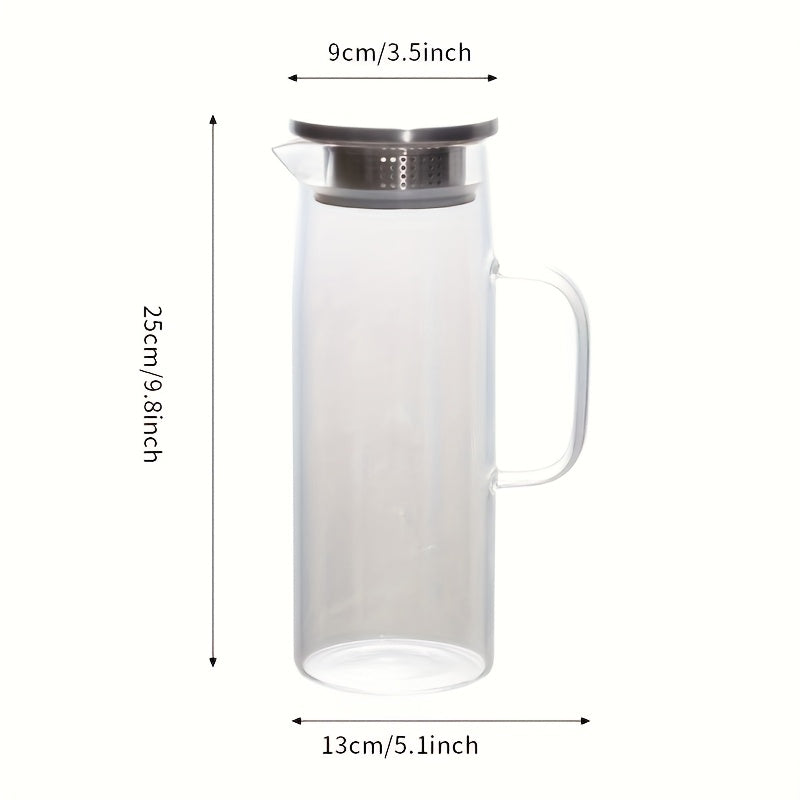 Jarro de Água Fria em Vidro de Borosilicato com Tampa de Aço Inoxidável