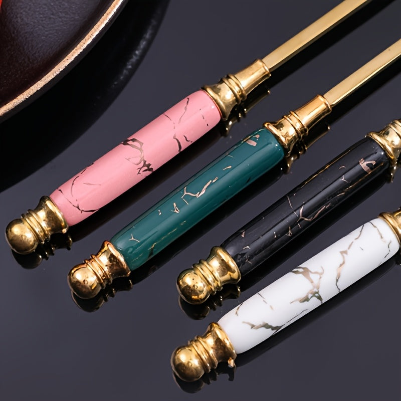 Talheres De Aço Inoxidável Com Cabo De Cerâmica 24 Peças Luxo