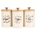 Conjunto De 3 Recipientes De Armazenamento Com Tampa De Bambu