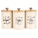 Conjunto De 3 Recipientes De Armazenamento Com Tampa De Bambu