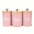 Conjunto De 3 Recipientes De Armazenamento Com Tampa De Bambu
