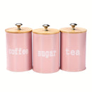 Conjunto De 3 Recipientes De Armazenamento Com Tampa De Bambu