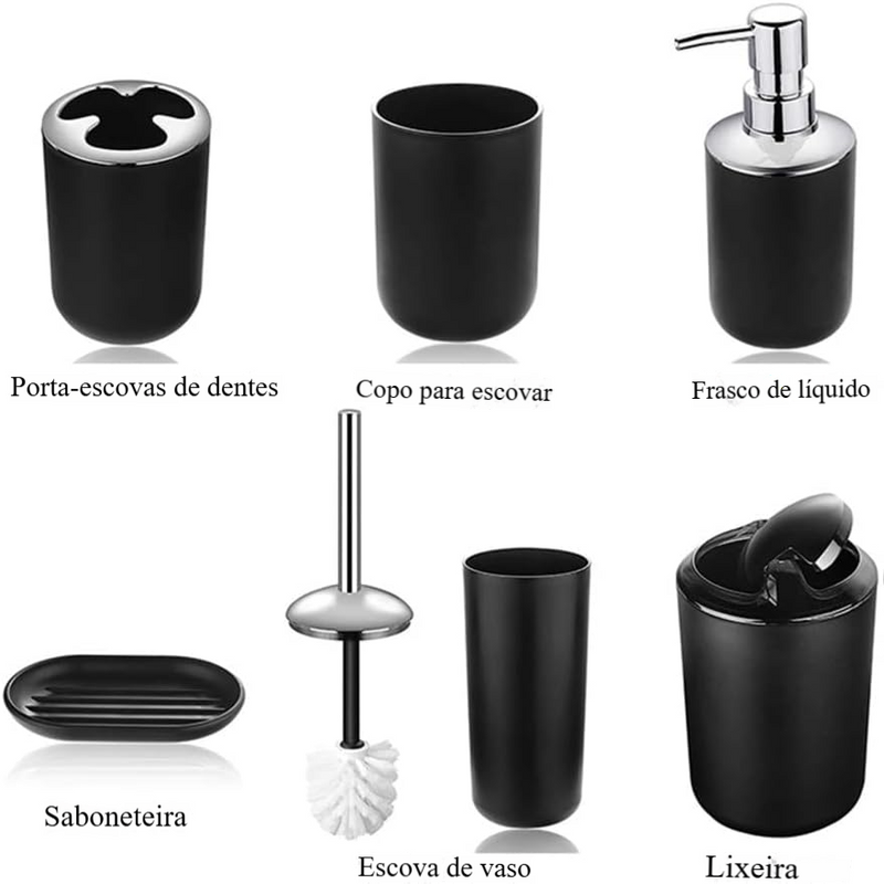 Conjunto de 6 Acessórios para Banheiro