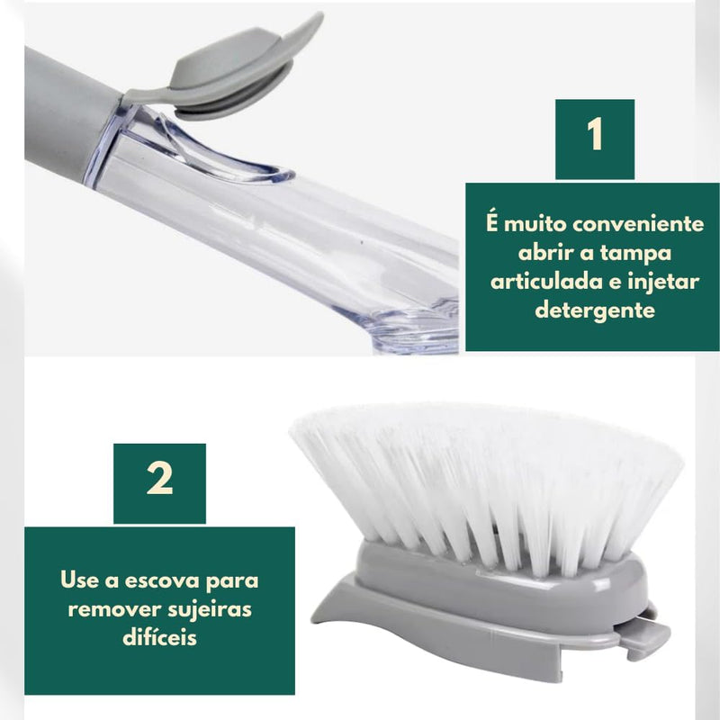Esponja Escova Dispenser Bucha Detergente 2 em 1