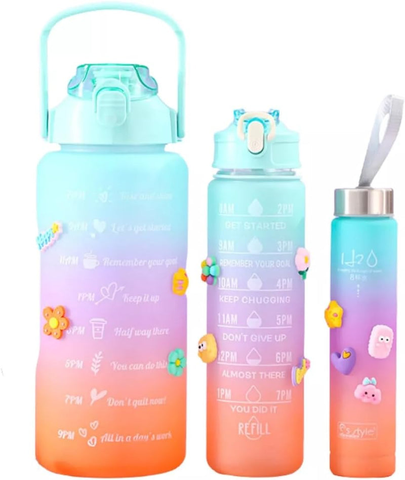 Kit Garrafas 3 em 1 Garrafas 2L 900ml 300ml Squeze