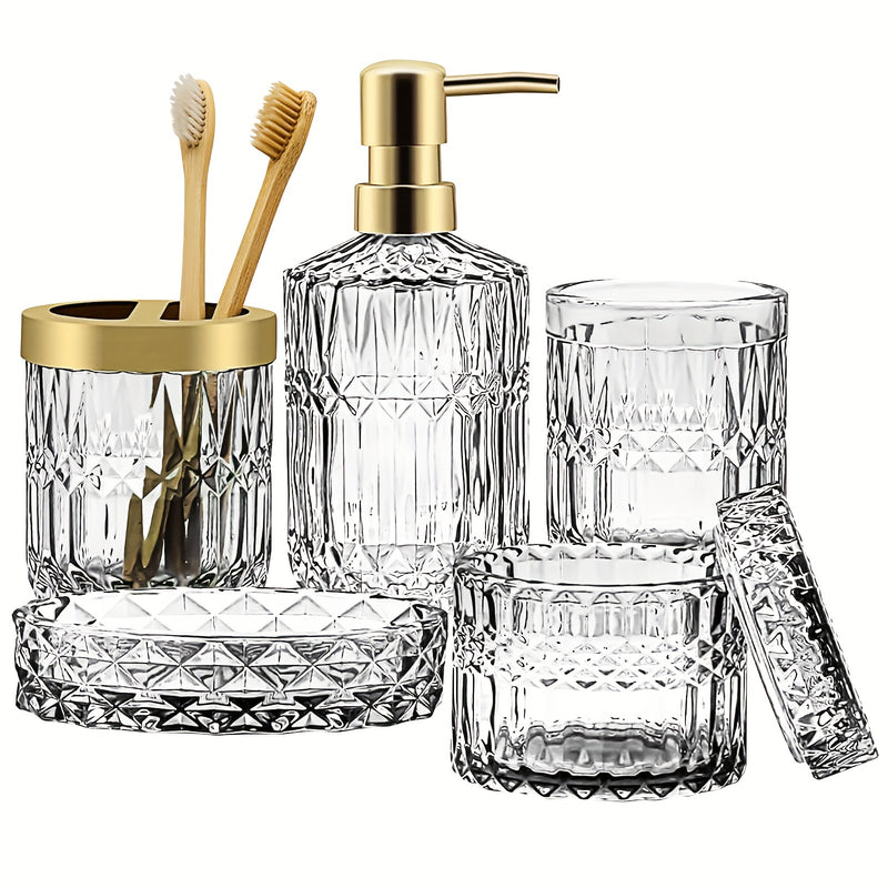 Conjunto de 5 Peças de Vidro de Luxo para Banheiro
