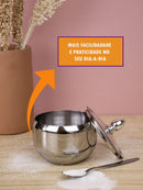 açucareiro de luxo em aço inox"

"açucareiro com tampa de vidro temperado"

"presente sofisticado para cozinha"

"acessórios premium para mesa de café"

"jogo de mesa em aço inox 18/10"