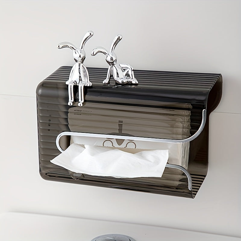 Conjunto Moderno De 2 Estatuetas De Coelho De Resina Folheada A Prata