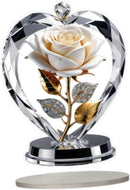 Decoração de 2D em Acrílico Rosa Branca e Coração