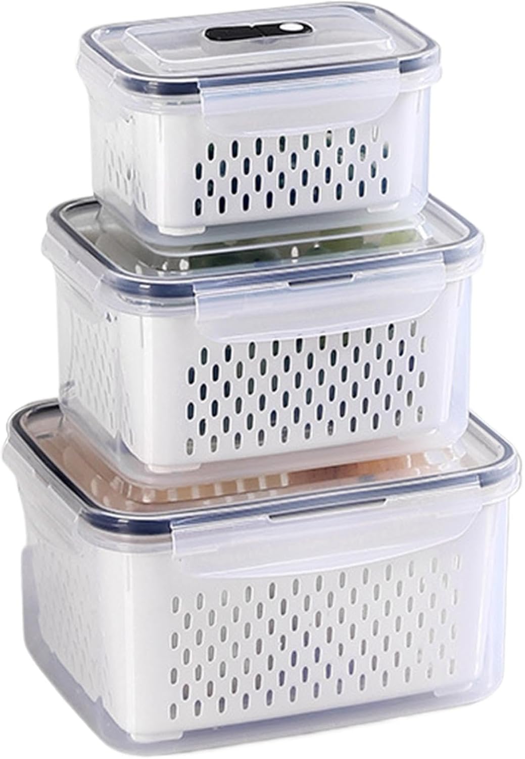 Kit 3 Potes Herméticos Retangulares com Tampa Transparente