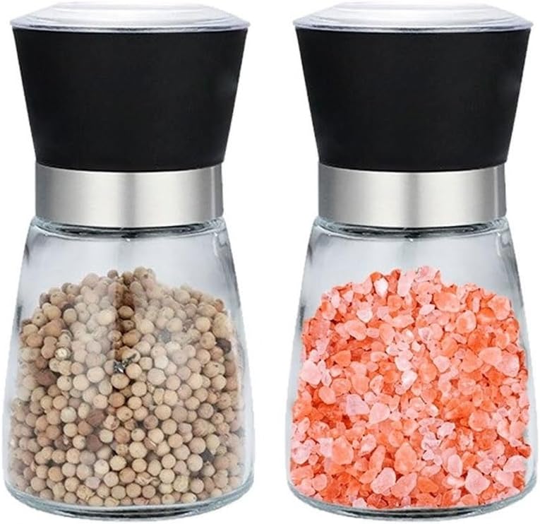 Kit 2 Moedores de Temperos Inox e Vidro