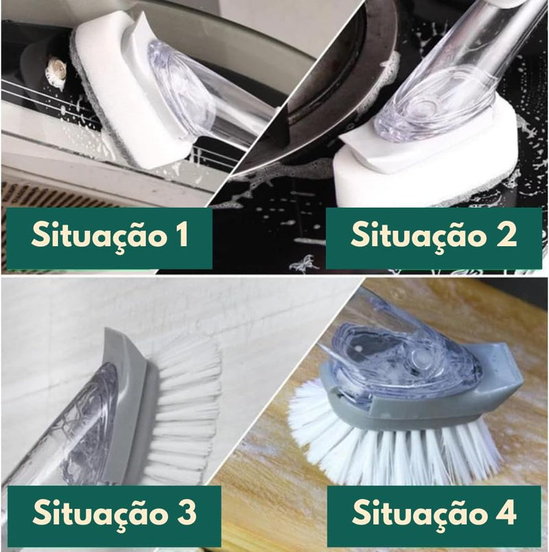 Esponja Escova Dispenser Bucha Detergente 2 em 1