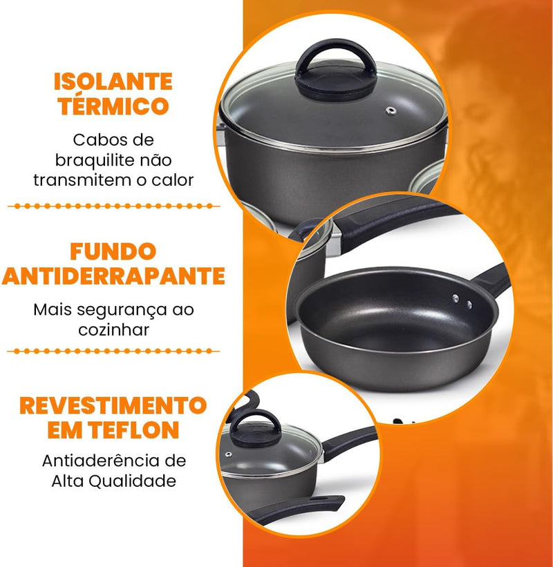 Jogo de Panelas 9 Peças Antiaderente