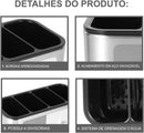 Porta-Talheres De Inox Escorredor Com 4 Divisórias E Drenagem