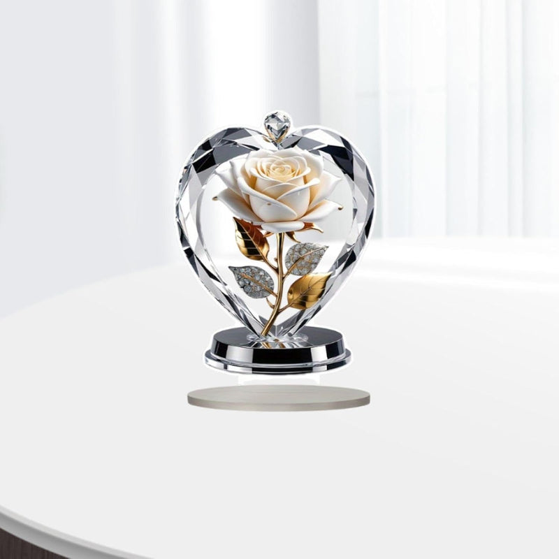 Decoração de 2D em Acrílico Rosa Branca e Coração