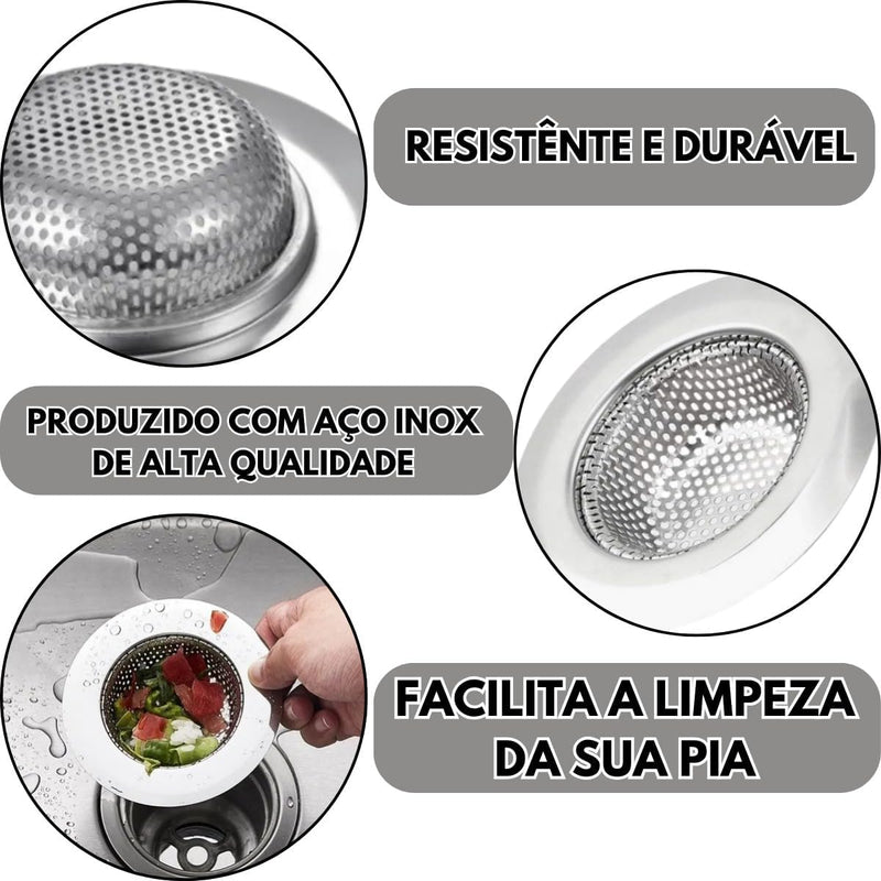 Ralo Cozinha Inox com Tampa Protetora