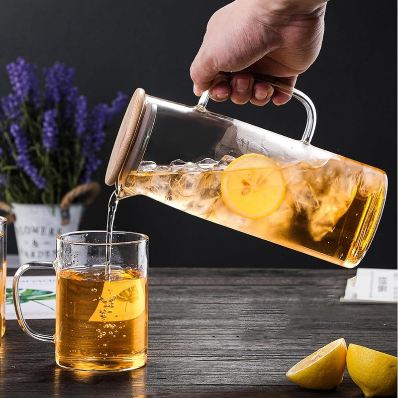 Jarro de Água Fria em Vidro de Borosilicato com Tampa de Aço Inoxidável