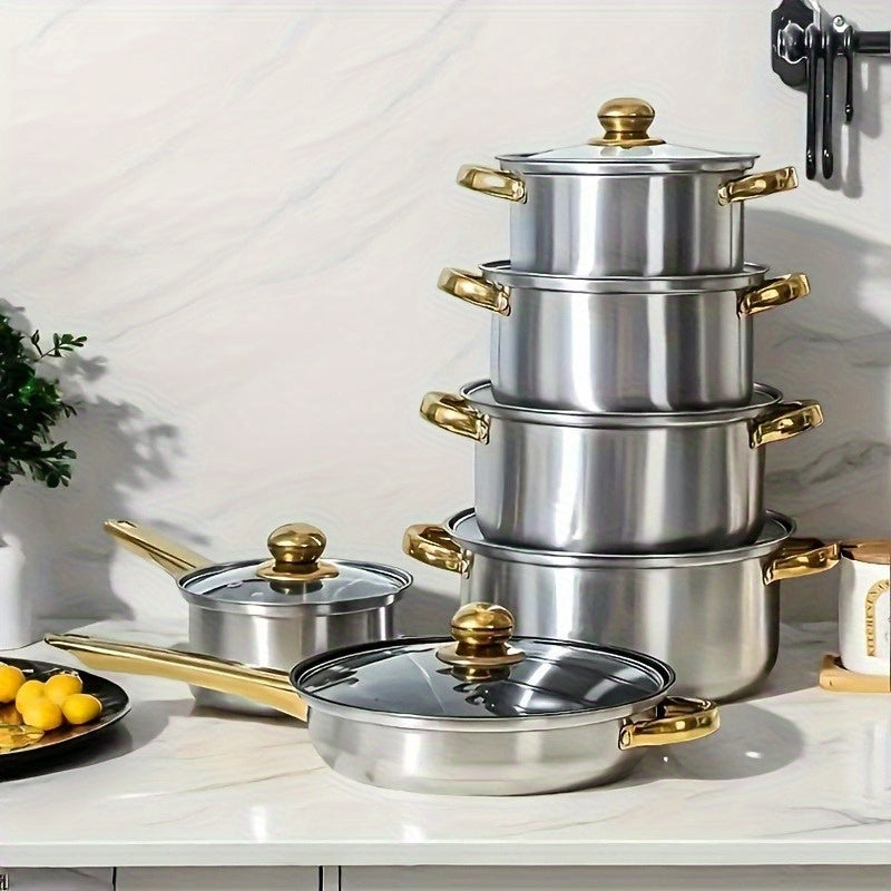 Conjunto de 06 Panelas e Frigideiras em Aço Inox