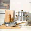 Conjunto de 06 Panelas e Frigideiras em Aço Inox