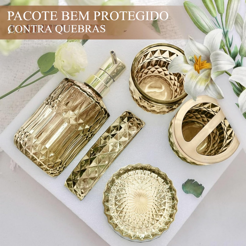 Conjunto de 5 Peças de Vidro de Luxo para Banheiro