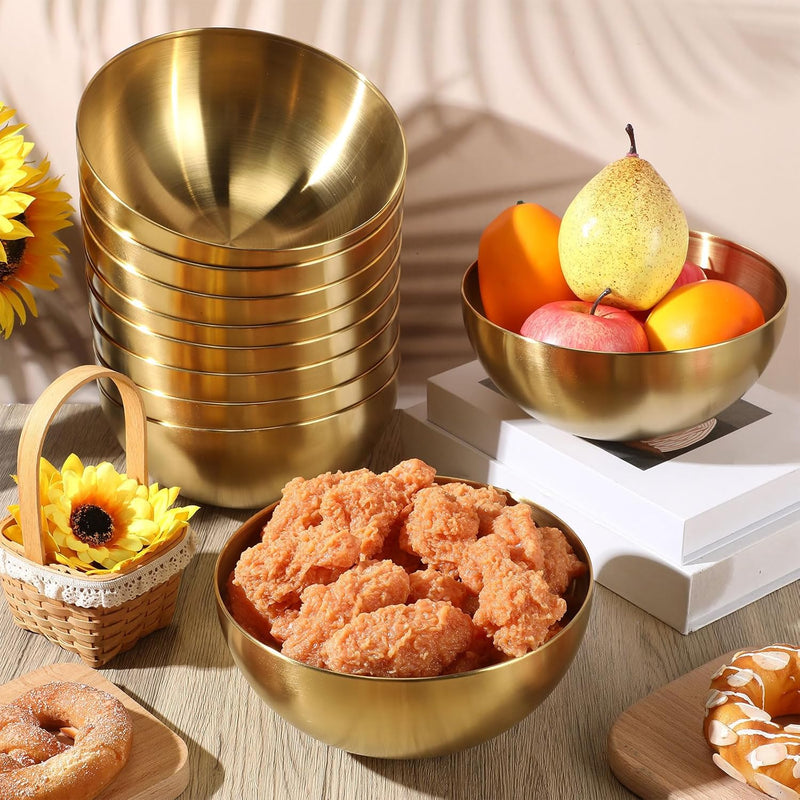 Conjunto De 10 Tigelas Em Aço Inoxidável Dourado