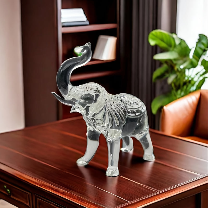 Estátua De Elefante Transparente De Cristal