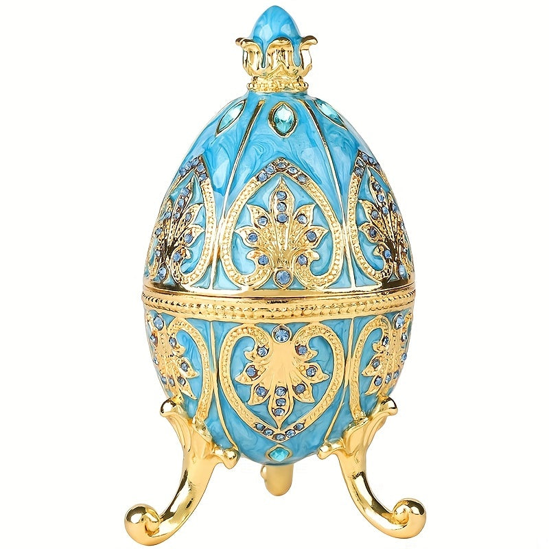 Caixa de Joias Elegante Pintada à Mão Estilo Fabergé