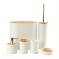 Conjunto de Banheiro de 6 Peças com Tampas de Bambu