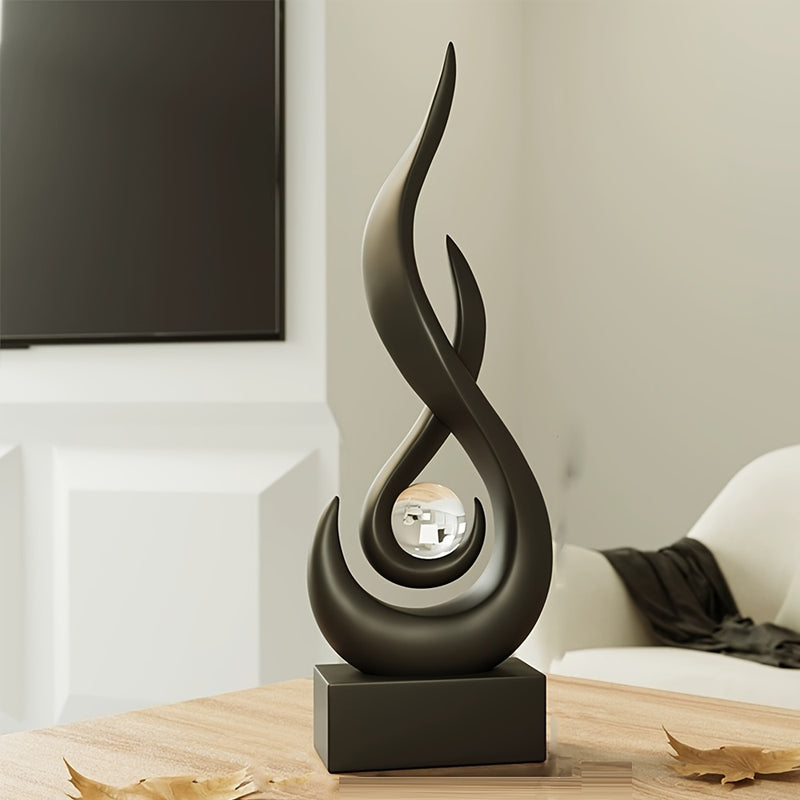 Ornamento Elegante de Chama Preta e Pérola com Bola de Cristal