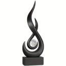 Ornamento Elegante de Chama Preta e Pérola com Bola de Cristal