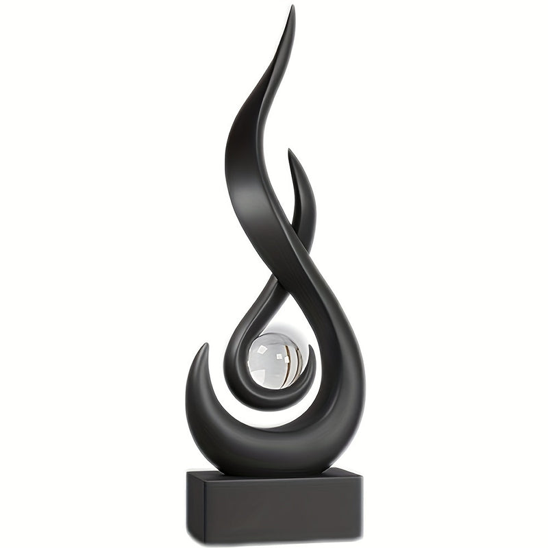 Ornamento Elegante de Chama Preta e Pérola com Bola de Cristal