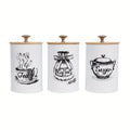 Conjunto De 3 Recipientes De Armazenamento Com Tampa De Bambu