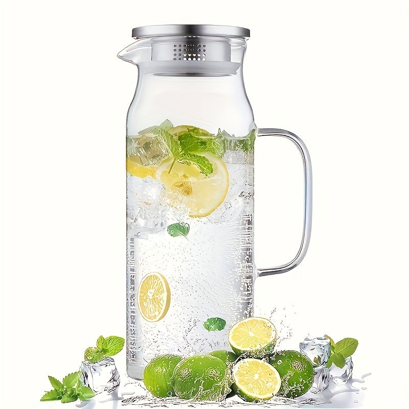 Jarro de Água Fria em Vidro de Borosilicato com Tampa de Aço Inoxidável