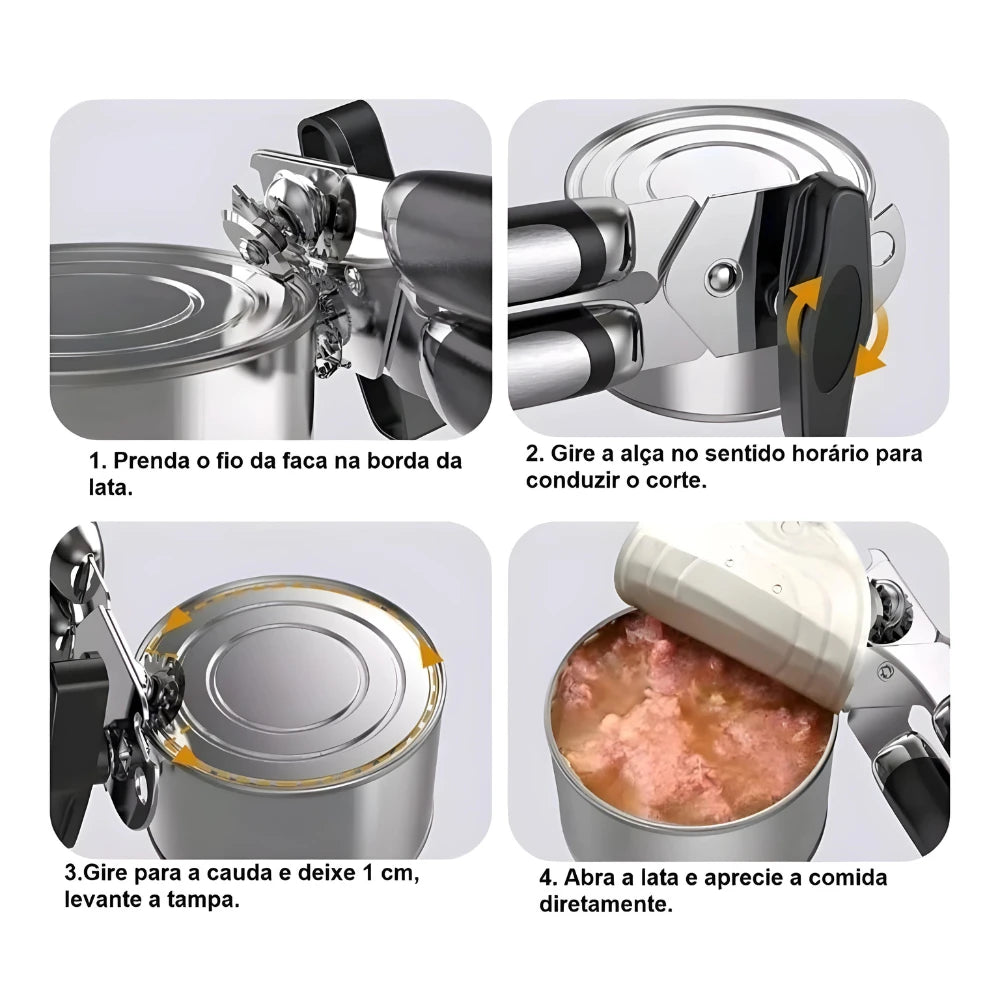 Abridor De Latas e Garrafas Profissional Inox