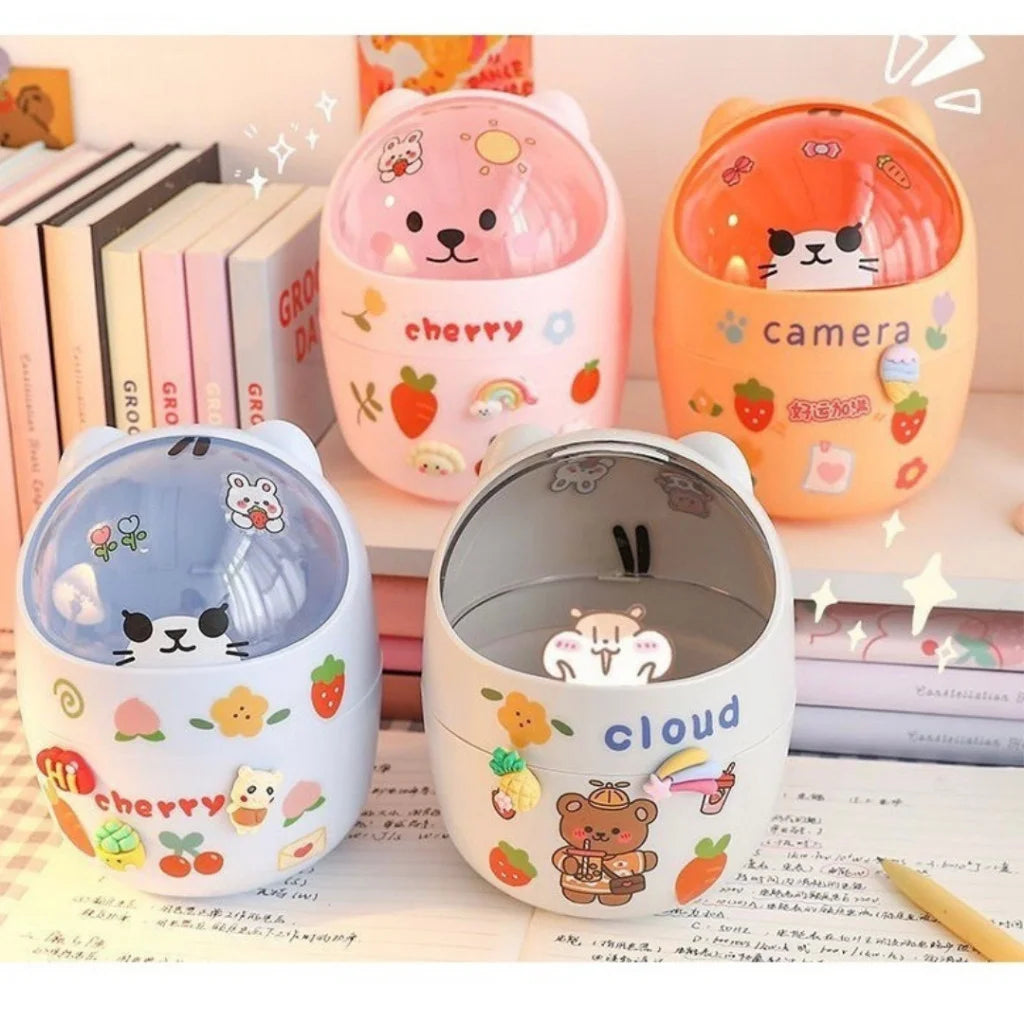 Mini Lixeira Fofa De Urso De Desenho Animado