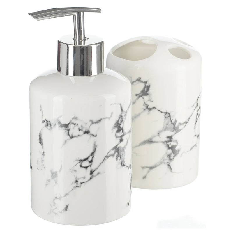 Conjunto Lavabo Banheiro Saboneteira e Porta Escova em Porcelana