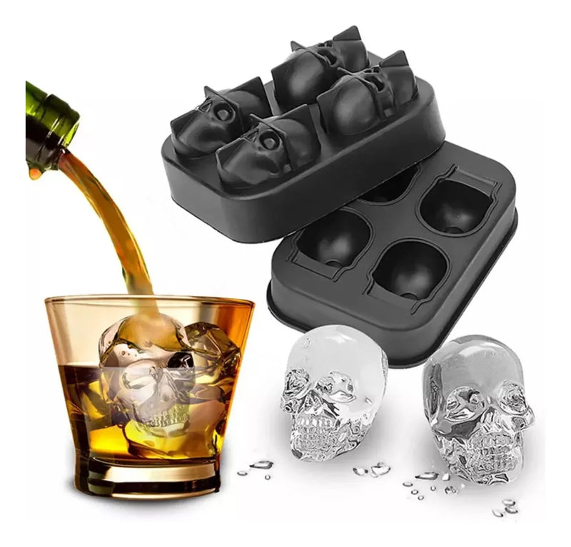 "forma de gelo caveira 3D"

"gelo para drinks temáticos"

"acessórios para Halloween"

"forma de silicone para gelo criativo"

"presente para amantes de drinks"
