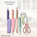 Kit De Facas Inox Profissional Colorido 6 Peças