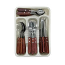 Jogo de Talheres 25 Peças Inox com Cabo de Madeira