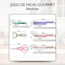 Kit De Facas Inox Profissional Colorido 6 Peças