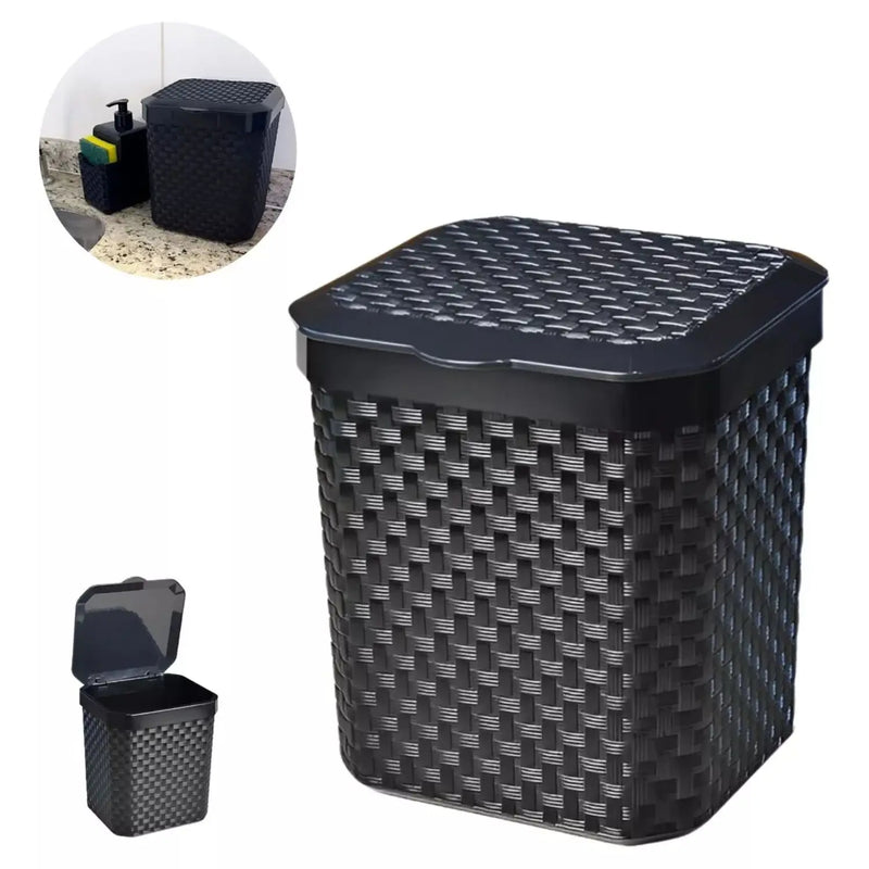 Lixeira de Pia Preta 5L – Cesto de Lixo Multiuso para Cozinha e Banheiro